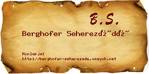 Berghofer Seherezádé névjegykártya